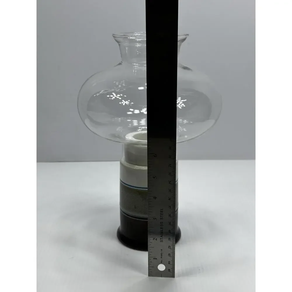 Vintage Colonial Candle of Cape Cod Hurricane Glass‎ Candle Lamp Stoneware Japan